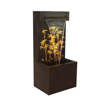 Bamboo Hollow Carved Fountain W/LEDs
