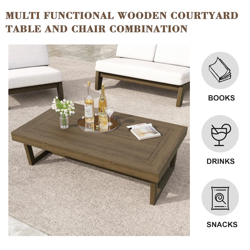 Sectional Wood Furniture 2 Seat Armless Patio Sofa