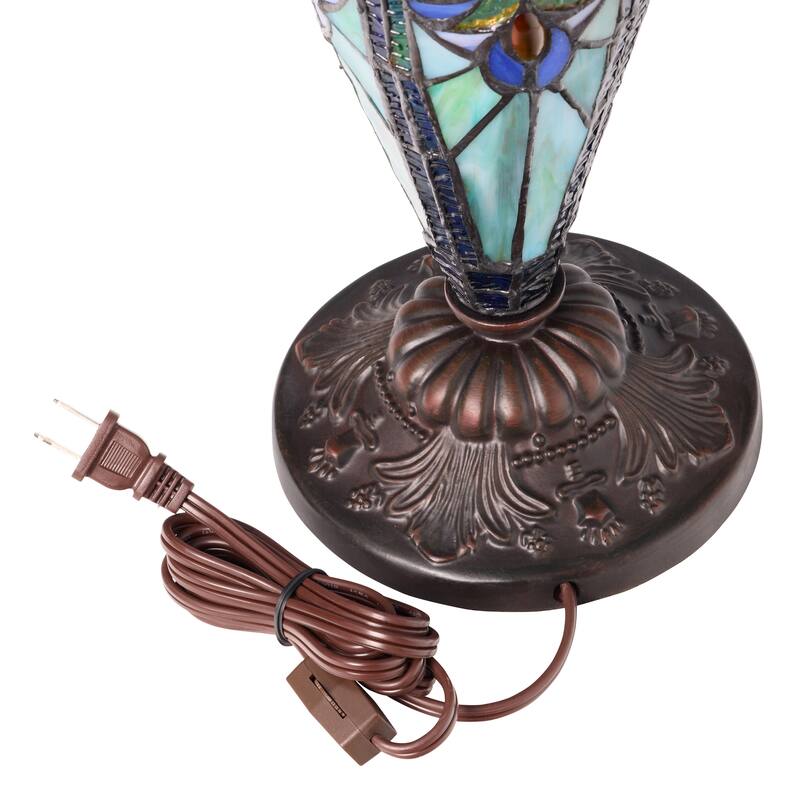 Halston River of Goods Double Lit Stained Glass 24.5-Inch Table Lamp - 18" x 18" x 24.5"