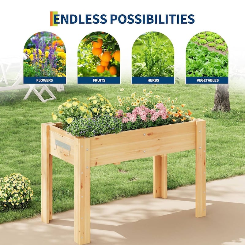 47x30x22 Inch Elevated Garden Bed Planter Box for Vegetables & Herbs - N/A