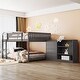 preview thumbnail 2 of 7, Gray Pine Wood Bunk Bed with 4 Drawers, 3 Shelves, and Built-in Ladder
