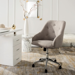 SAFAVIEH Evelynn Tufted Chrome Leg Swivel Adjustable Office Chair - 24" x 21.6" x 34.5"