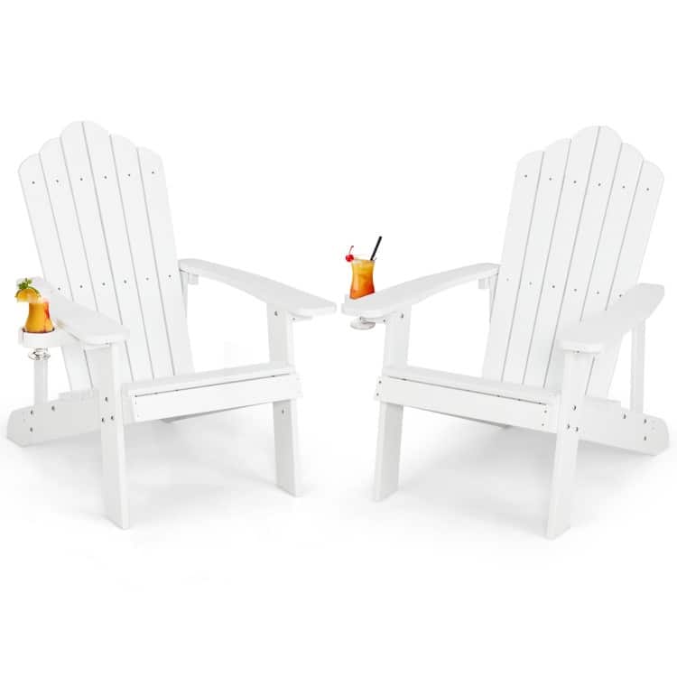 Weather Resistant HIPS Outdoor Adirondack Chair with Cup Holder - 33.4" x 30" x 37"