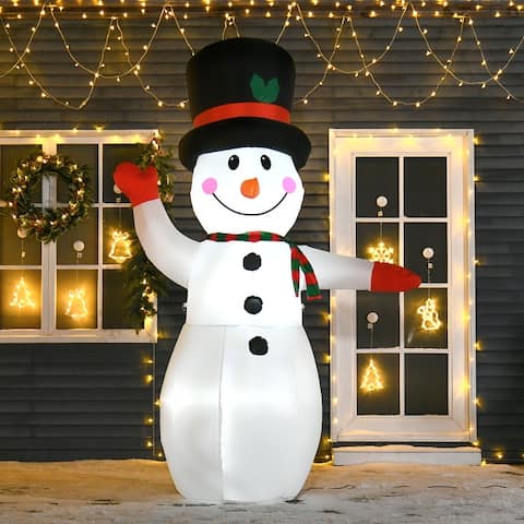 HOMCOM 8 ft. Waving Snowman Inflatable Christmas Decoration