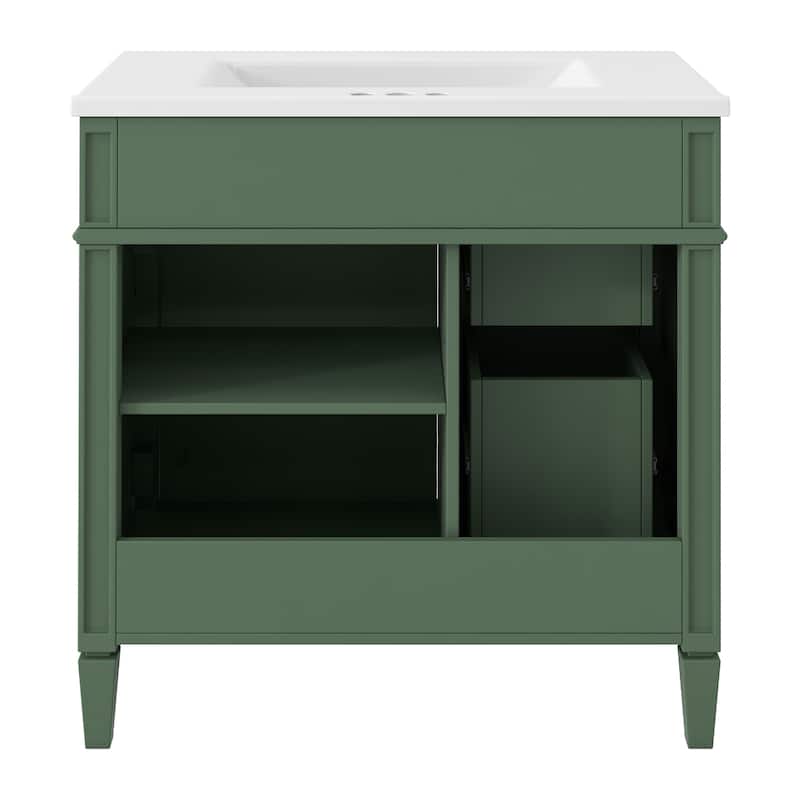30"Bathroom Vanity with Top Sink, Bathroom Storage Cabinet with 2 Drawers and a Tip-out Drawer, Single Sink Bathroom Vanity