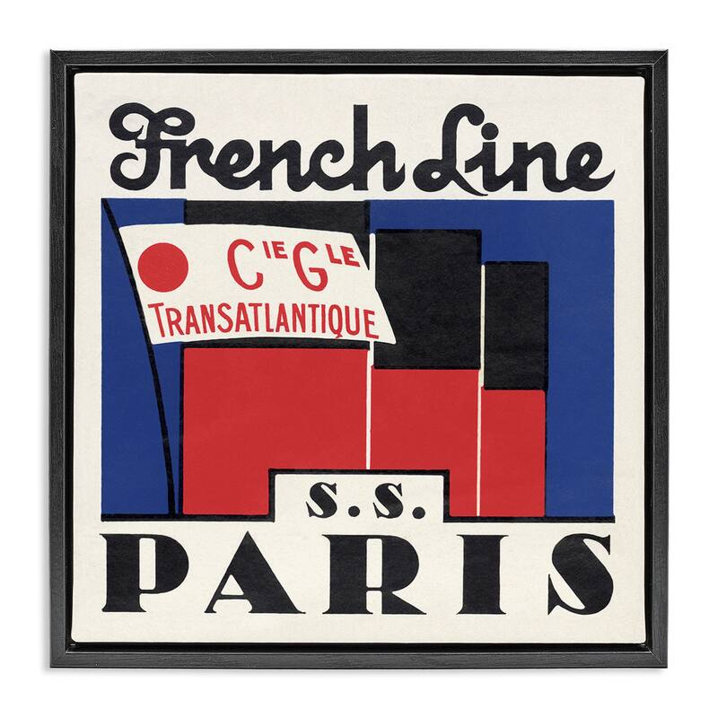 Stupell SS Paris Vintage Banner Framed Floater Canvas Wall Art Design By Phillipa Katz - 25 x 25 - Black