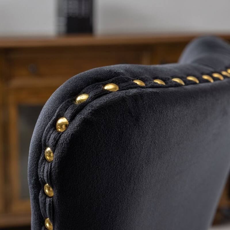 Office Chair with Wheels, Adjustable Height, Velvet Upholstered Tufted Button Computer Desk Chair Swivel