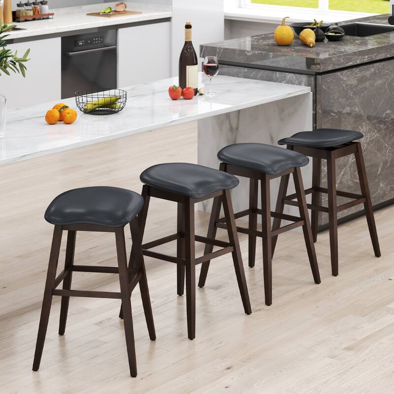 Gymax Set of 4 Swivel Bar Stools 31'' Bar Chairs w/ Padded Contoured