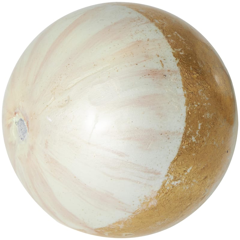 Plastic Decorative Orbs & Vase Filler with Gold Stripe or Blue Accents - Set of 3 Black, Brown, White - Roche River Decor