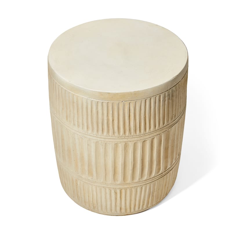 Glitzhome 18"H Modern MGO Faux Drum Garden Stool Plant Stand Accent Table