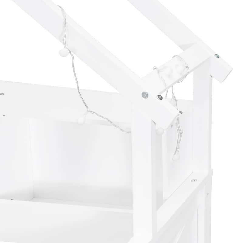 Full Size Platform Bed with LED Lights,Frame with 2 Storage Drawers and Shelves