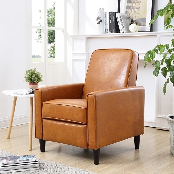 slide 1 of 8, Carson Carrington Knaben Mocha Faux Leather Recliner Club Chair