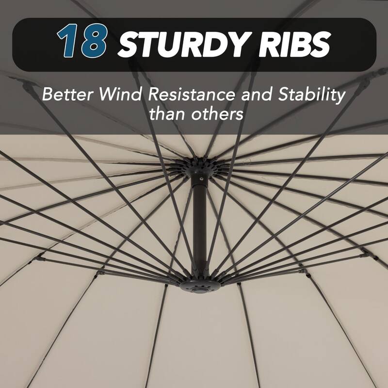 COSIEST 10FT Patio Cantilever Umbrella with18 Ribs Aluminum Frame