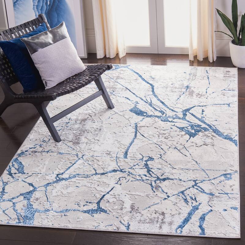 SAFAVIEH Amelia Alli Modern Abstract Distressed Rug - 4'5" x 6'5" - Grey/Blue