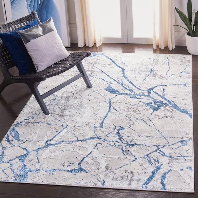 SAFAVIEH Amelia Fietje Modern Abstract Distressed Rug - 8' x 10' - Grey/Blue