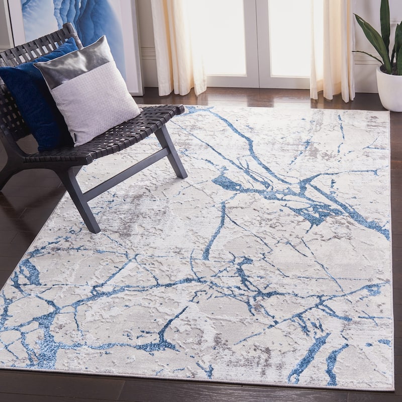 SAFAVIEH Amelia Fietje Modern Abstract Distressed Rug - 4'5" x 6'5" - Grey/Blue