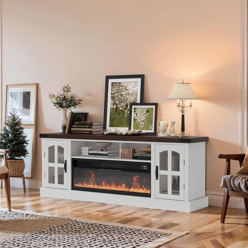 71" Electric Fireplace TV Stand with LED Lights