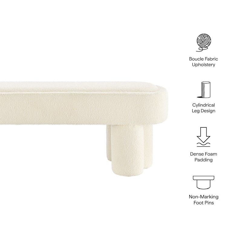 Mossi 52-Inch Oval Boucle Fabric Bench