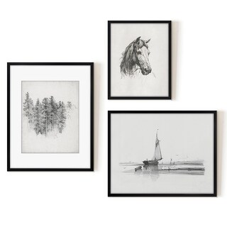 Americanflat 3 Piece Vintage Gallery Wall Art Set - Art by Maple + Oak