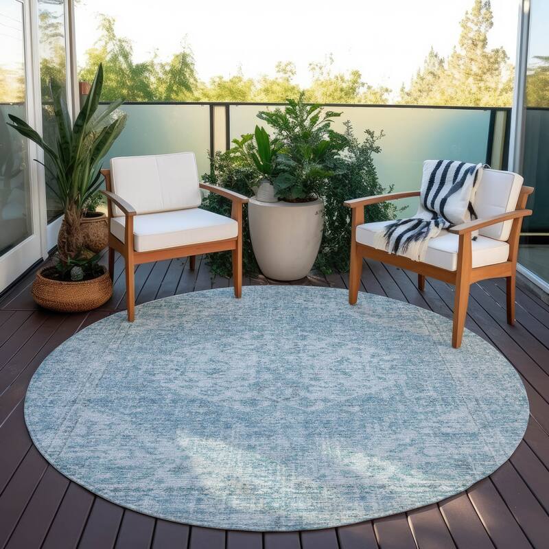 Machine Washable Indoor/ Outdoor Vintage Traditional Chantille Rug