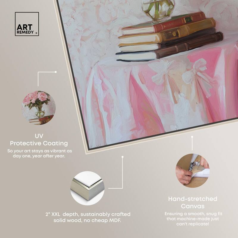 Pink Peonies on Books Canvas by Art Remedy