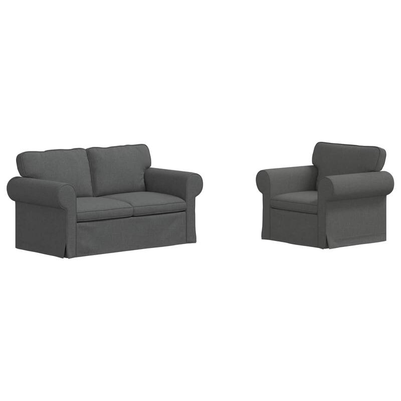 vidaXL Sofa 2 pcs Dark Grey in Fabric