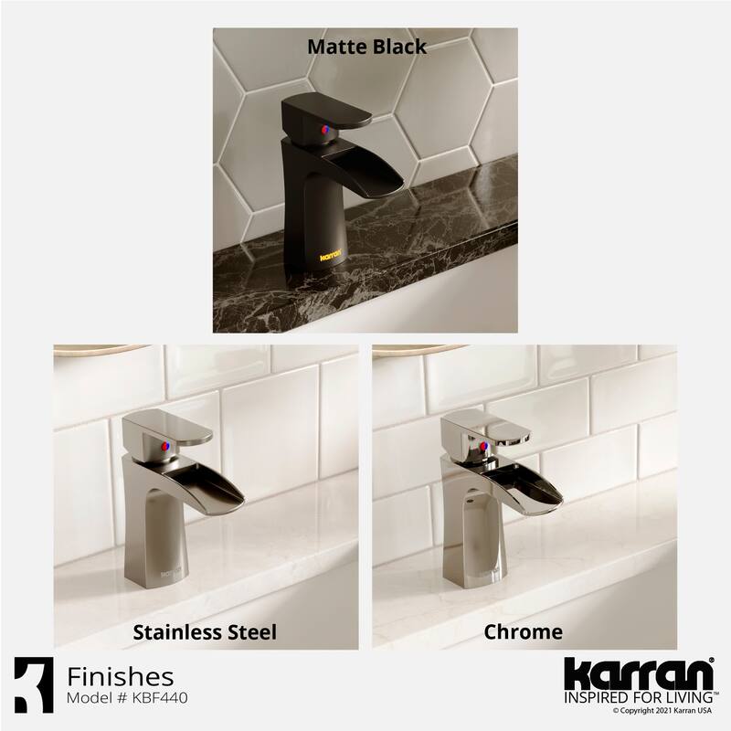 Karran Kassel Single Hole Single Handle Basin Bathroom Faucet with Matching Pop-up Drain