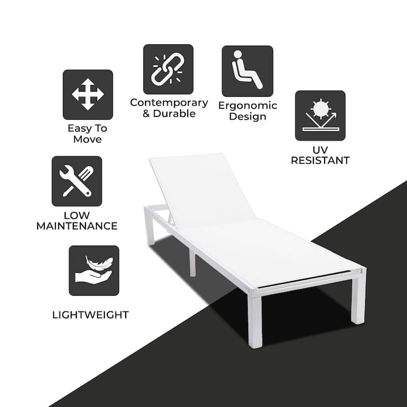 Aluminum Beach Pool Sun Lounge Chair Sling Mesh Fabric Reclining Stackable Lounger Chair