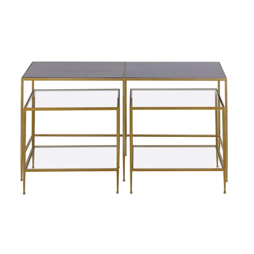Atlas Nesting Metal and Mahogany Top Set of 3 Console Tables - 52 inch W