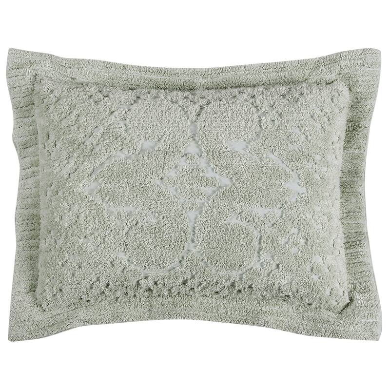 Better Trends Ashton Collection in Medallion Design 100% Cotton Tufted Unique Luxurious Machine Washable Tumble Dry - Sage - Standard Sham