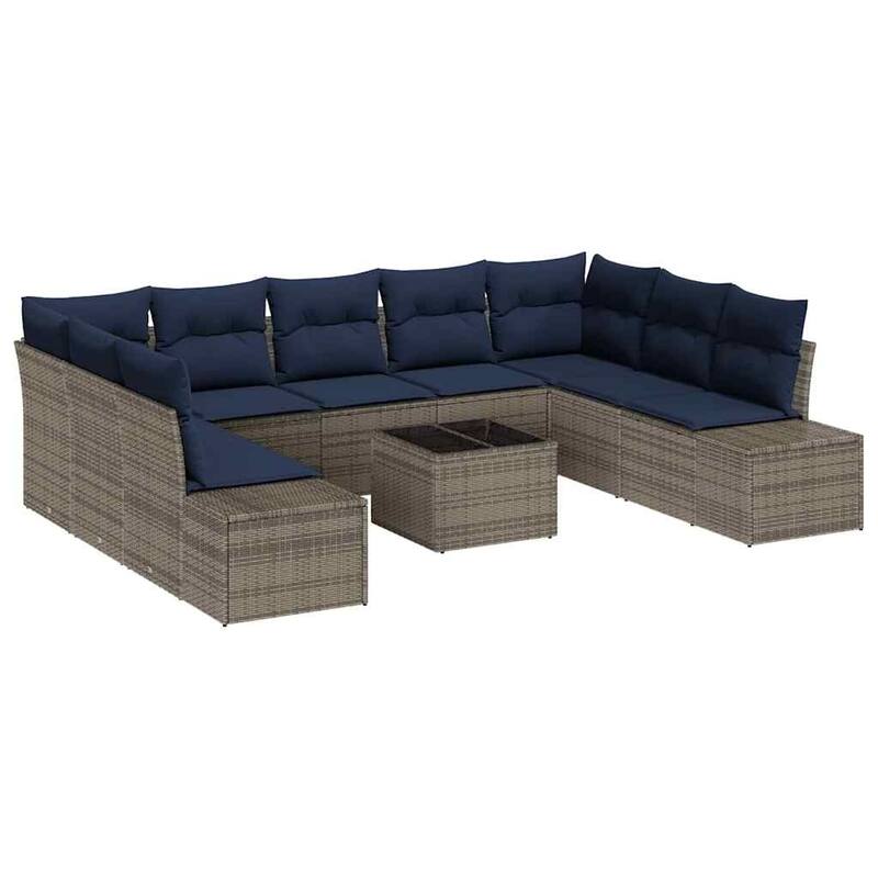 vidaXL 10 Piece Garden Sofa Set with Cushions - 113.8×82.3×27.2