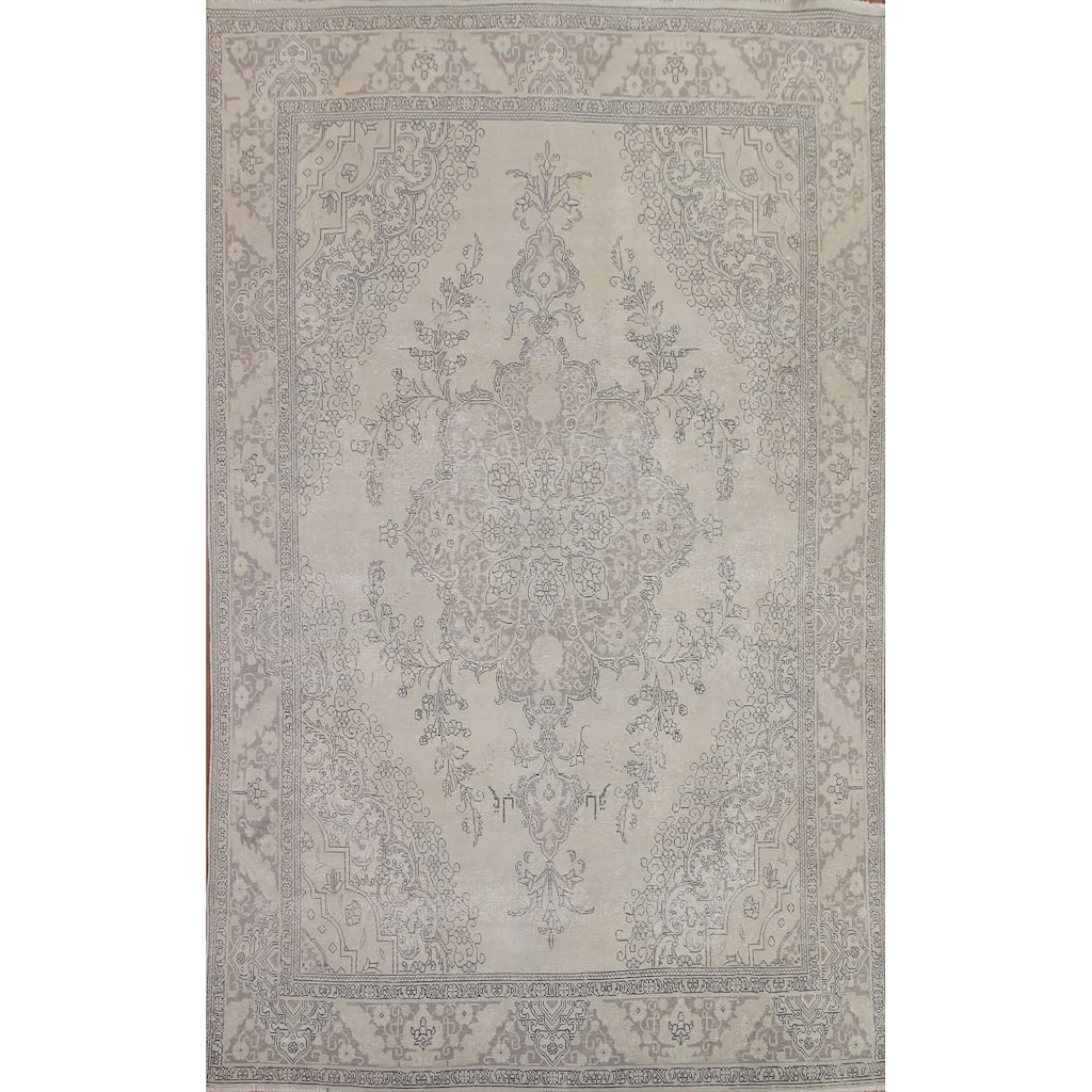 Distressed Tabriz Persian Vintage Area Rug Handmade Wool Carpet - 8'11" x 12'5"
