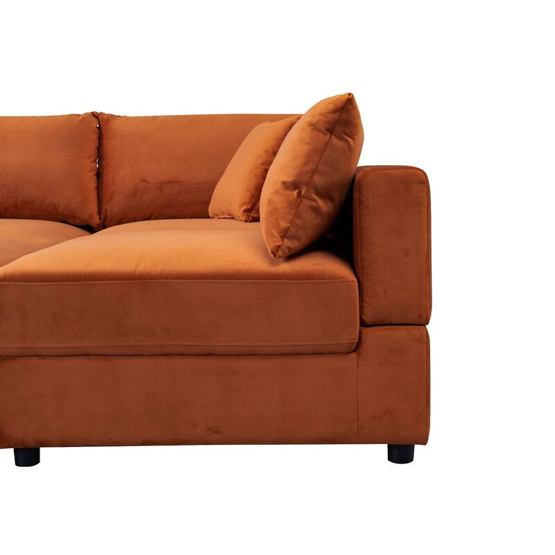 Bennett Mid-Century Modern Velvet Upholstered Modular Sectional Sofa