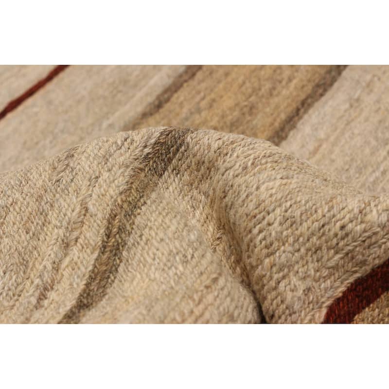 ECARPETGALLERY Flat-Weave Natural Beige Wool Tapestry Kilim - 7'10 x 9'4