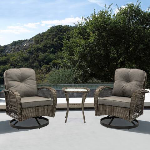 3pcs Outdoor Furniture Modern Wicker Sunbed Patio Rattan Sun Lounger Chair Set with 2pcs Lounge and 1pc Table