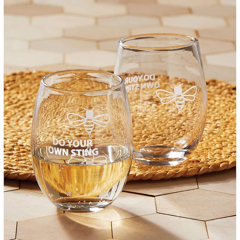 Do Your Own Sting Stemless Wine Glass Clear 16oz Drinkware for Bar Everyday Use Hand Wash Only