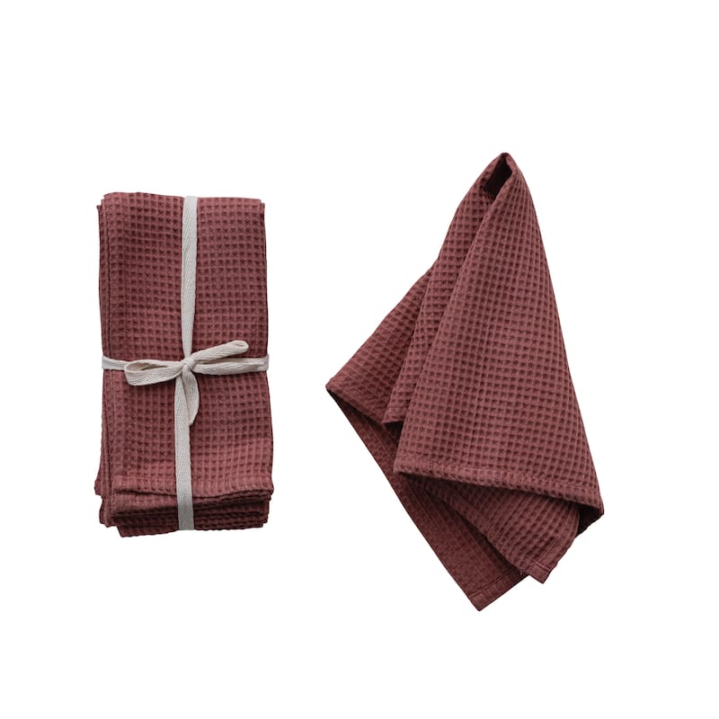 Woven Linen and Cotton Waffle Dinner Napkins - Berry