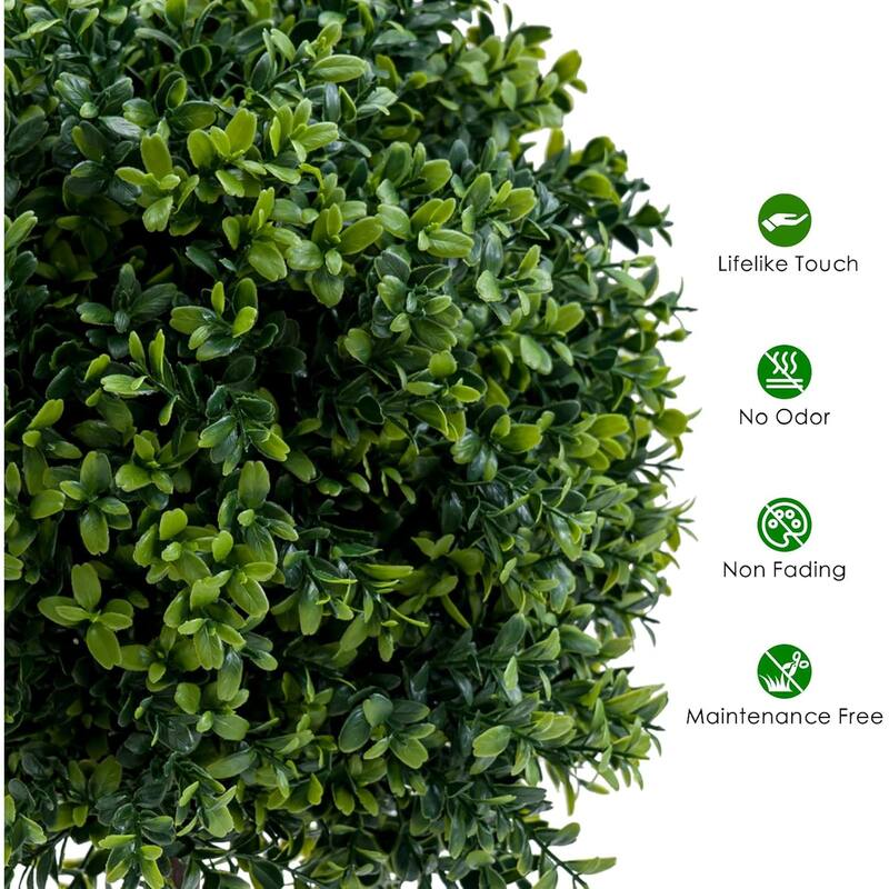 2Pcs 20in Artificial Topiary Boxwood Trees Outdoor Indoor Porch Garden