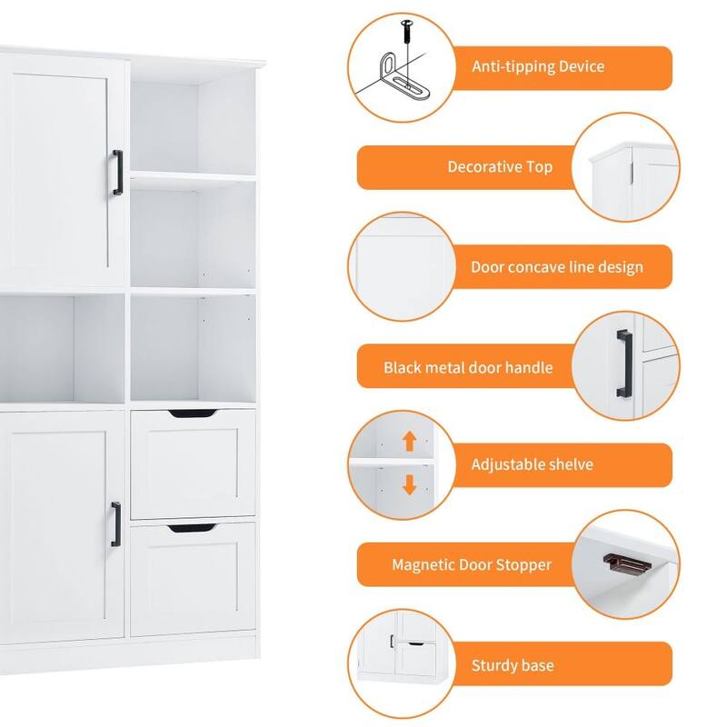 Bathroom Storage Cabinet with Doors and Drawers