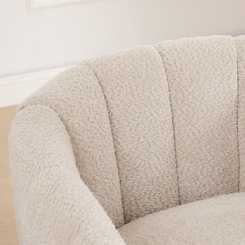 Modern Cushioned Metal Base 360° Swivel Chair, Upholstered Barrel Chair, Club Armchair for Living Room, Family Room, Bedroom