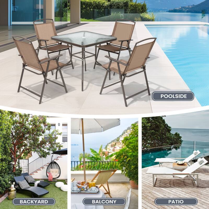 Pellebant Outdoor Dining Table with Umbrella Hole - See the Picture Images