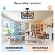 preview thumbnail 103 of 105, Caged Ceiling Fan with Light and Remote, 11.8–28 Inch Low Profile Fandelier, 6-Speed Quiet DC Motor, Black/Satin Nickel