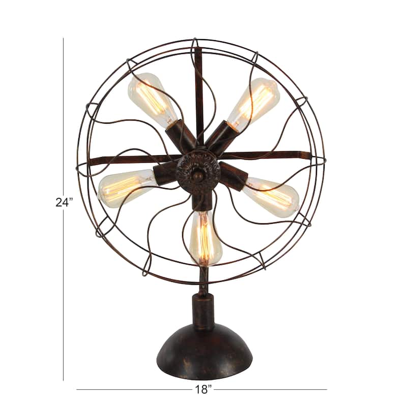 Bronze Metal Vintage Fan Shape 5 Light Accent Lamp - 18 x 24