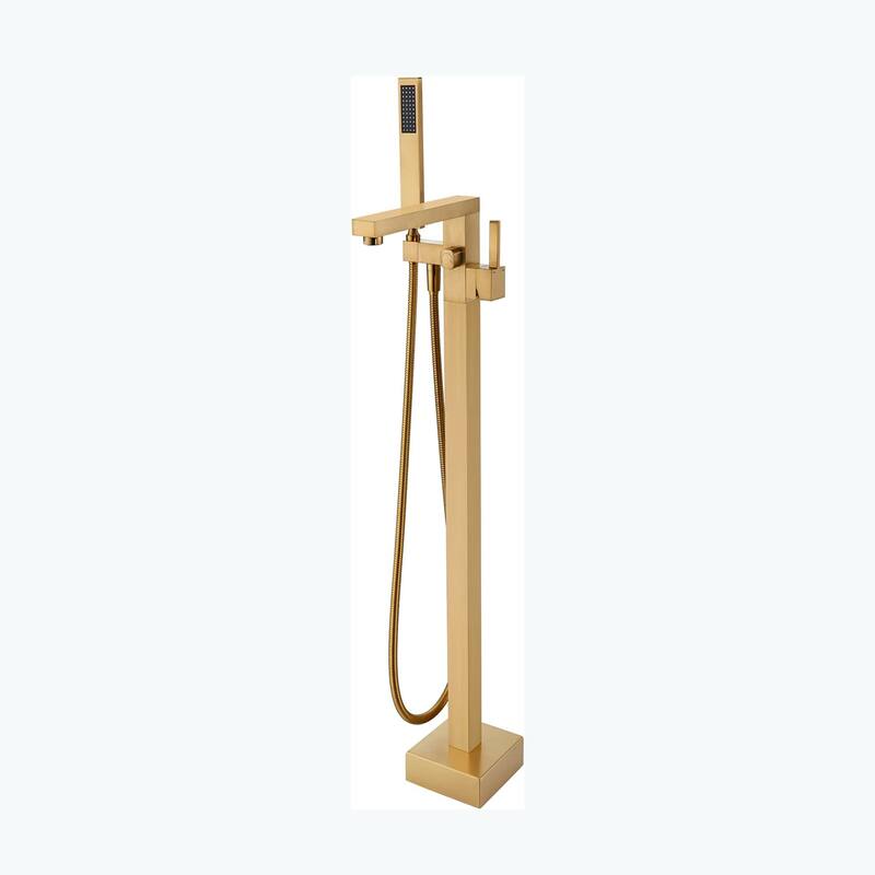 Gold/Black/Sliver Freestanding Bathtub Faucet, Floor Mount Bathtub Filler with Handheld Shower - Gold