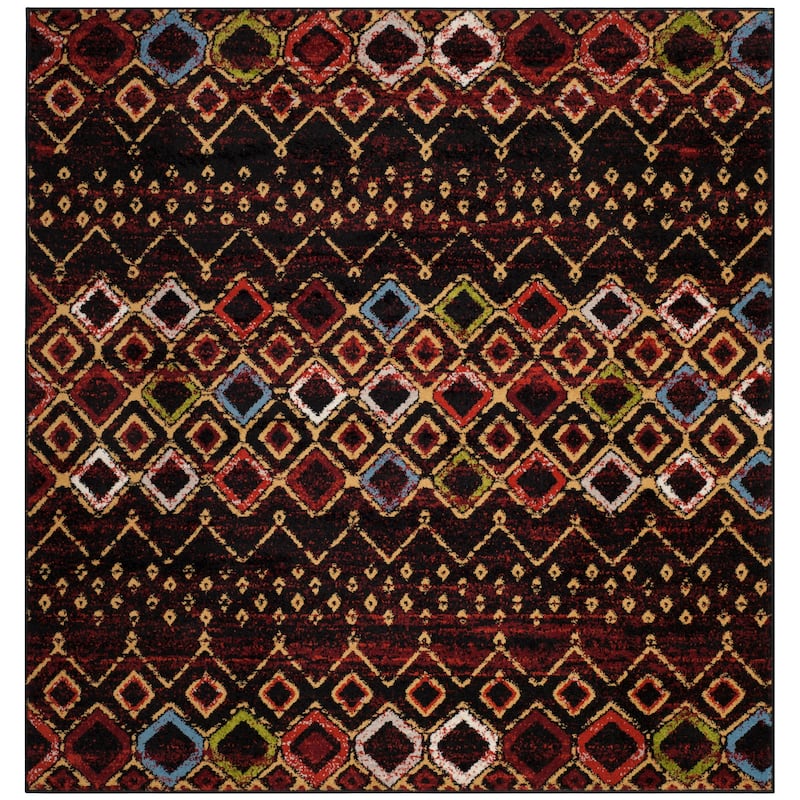 SAFAVIEH Amsterdam Bridget Moroccan Boho Rug - 6'7" Square - Black/Multi - Square