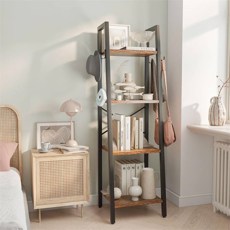 4 Tiers Ladder Bookcase - 11.81"D x 13.39"W x 49.21"H