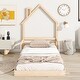 preview thumbnail 3 of 25, Twin Size House-Shaped Headboard Floor Bed with Handrails
