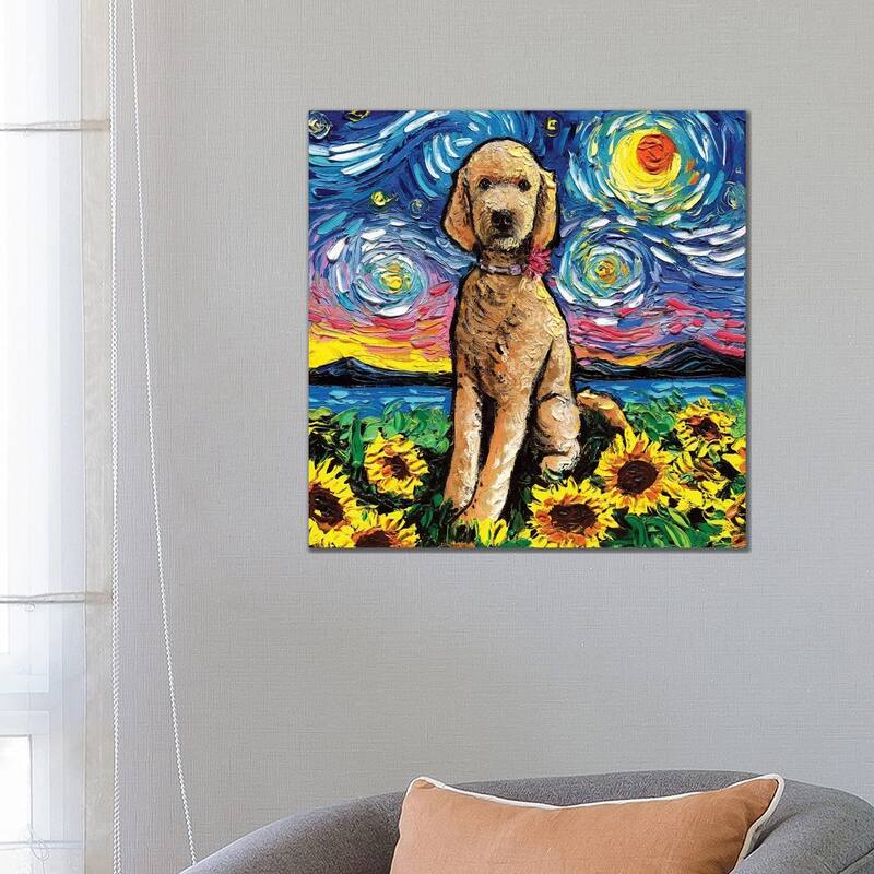 iCanvas "Goldendoodle Night II" by Aja Trier Canvas Print - 26x26x1.5