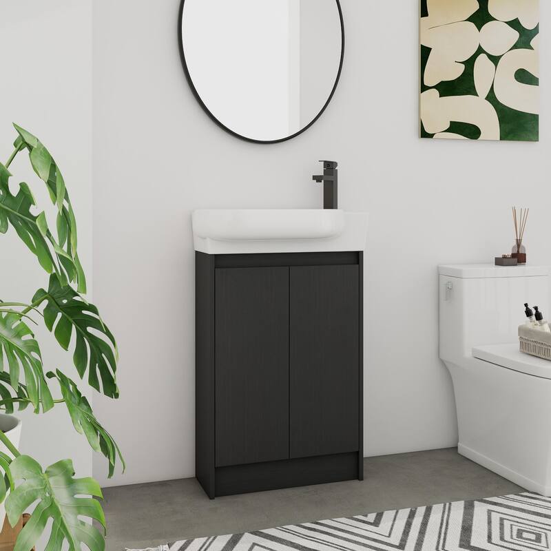 BNK 23'' Bathroom Vanity with Sink, Freestanding Bathroom Vanity with Soft Close Doors & Shelf ﻿