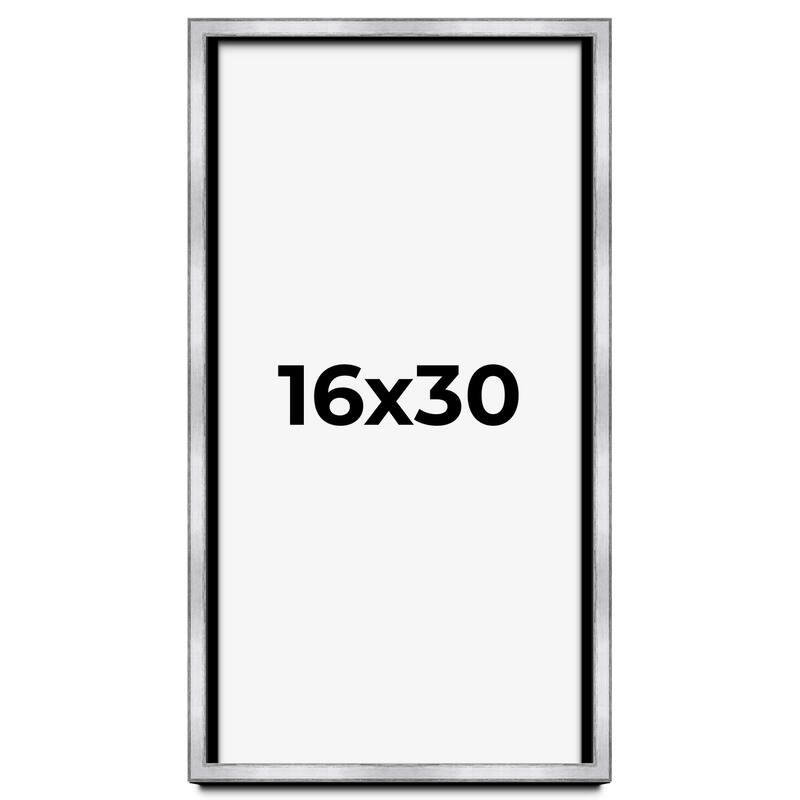 16x30 Shadow Box Frame Silver | 1.375 Inches Deep Real Wood